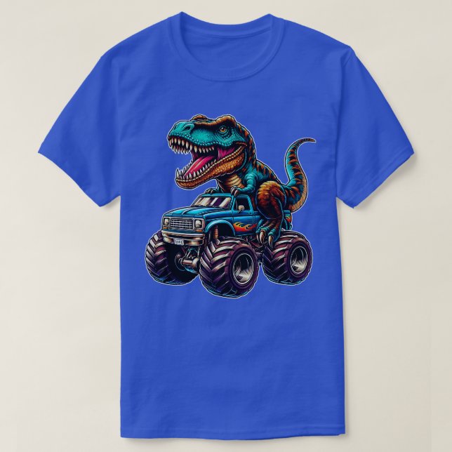 Camiseta Monster Truck Engraçado Design de Anel T Rex Anim (Frente do Design)