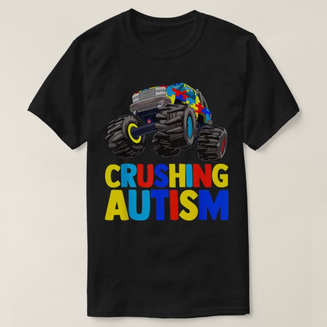 Camiseta Monster Truck Esmagando Austismo Awarene (Frente do Design)