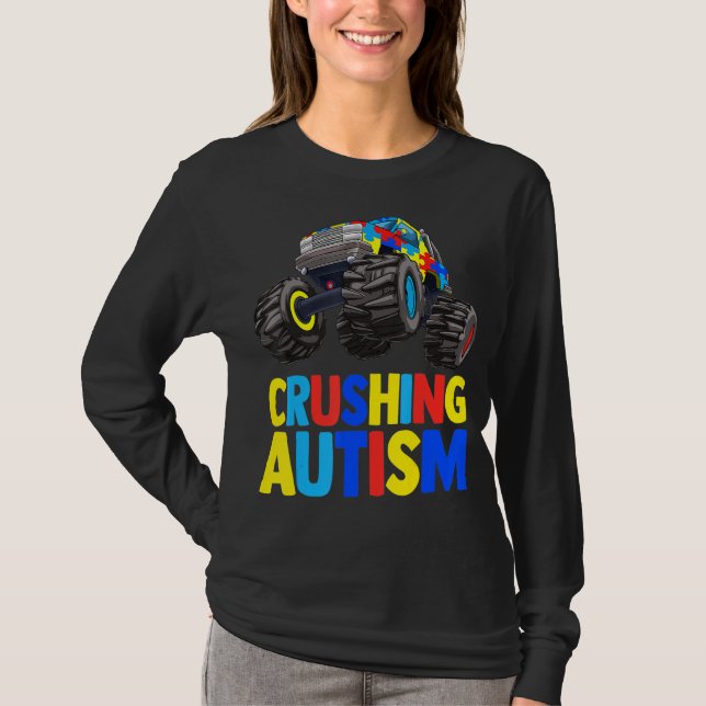 Camiseta Monster Truck Esmagando Autismo Autismo (Frente)
