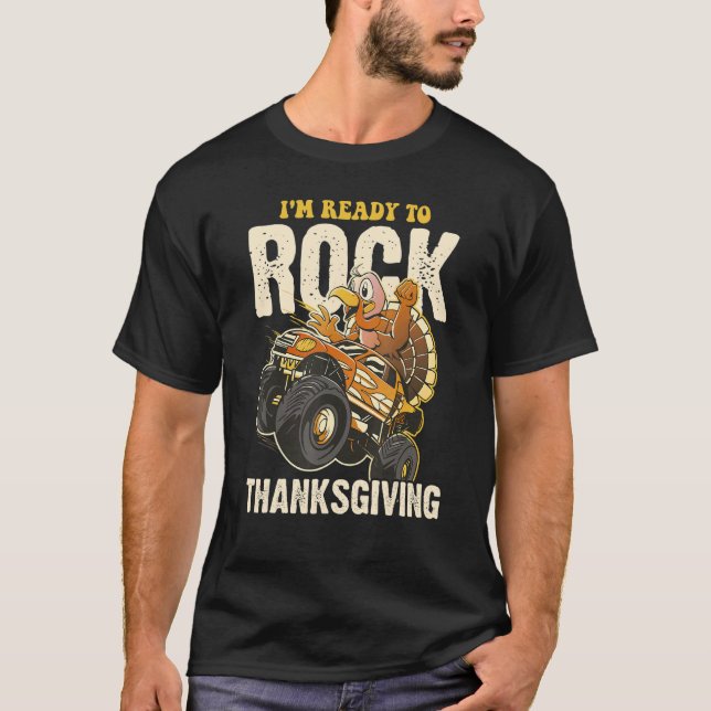 Camiseta Monster Truck Estou pronto para Rock Garotos de Aç (Frente)