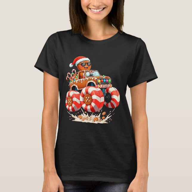 Camiseta Monster Truck Gingerbread Man Christmas  (Frente)