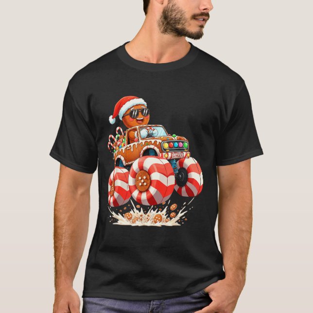 Camiseta Monster Truck Gingerbread Man Christmas  (Frente)