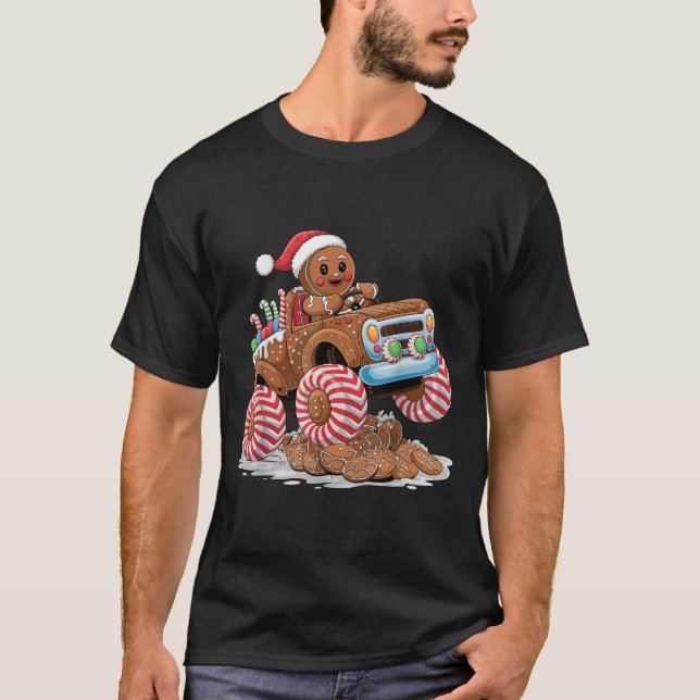 Camiseta Monster Truck Gingerbread Man Funny Christmas Baki (Frente)