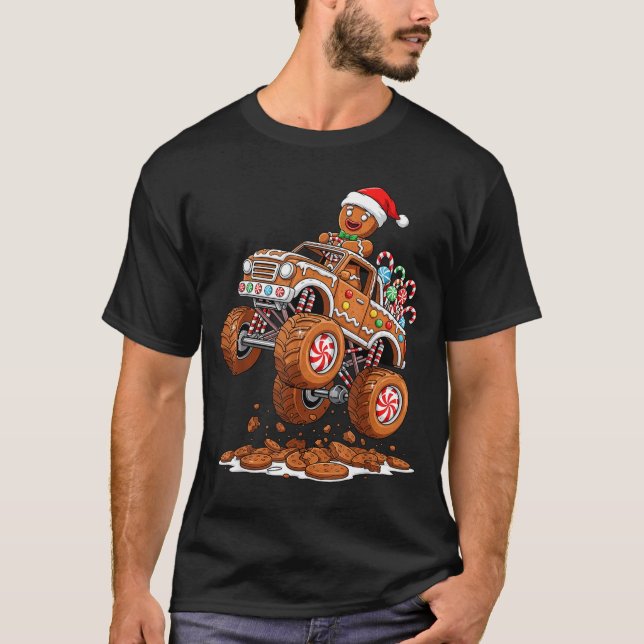 Camiseta Monster Truck Gingerbread Man Funny Christmas Baki (Frente)