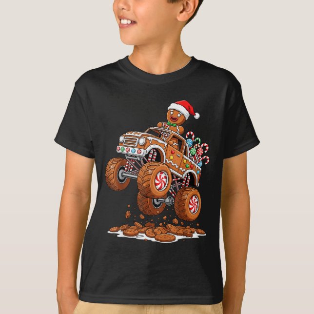 Camiseta Monster Truck Gingerbread Man Funny Christmas Baki (Frente)