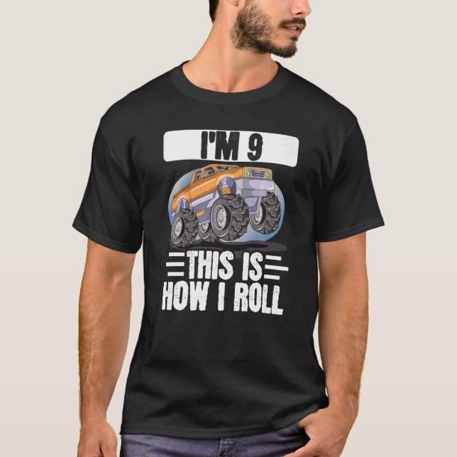 Camiseta Monster Truck Im 9 É Assim Que Eu Rolo Aniversário (Frente)