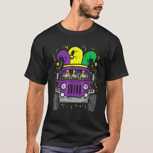 Camiseta Monster Truck Jester Pug Mardi Gras Carnaval P (Frente)