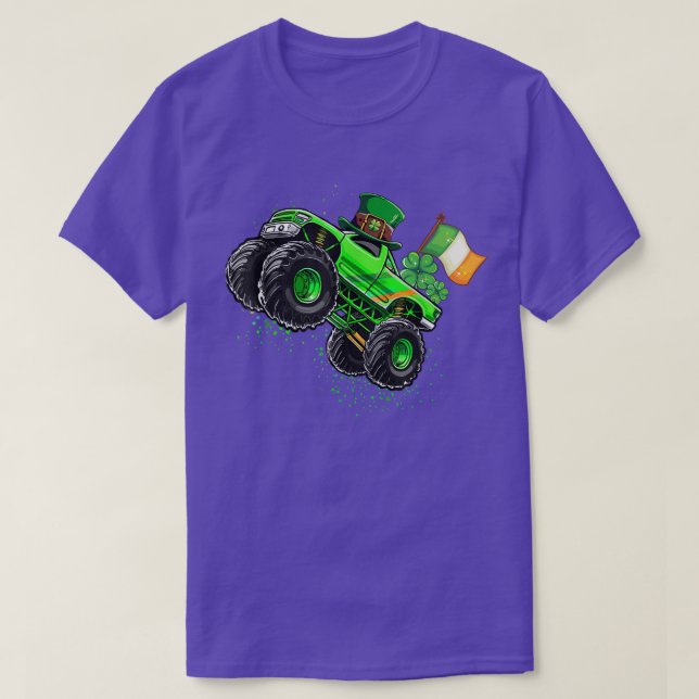 Camiseta Monster Truck Leprechaun Shamrock Dia de São Patrí (Frente do Design)
