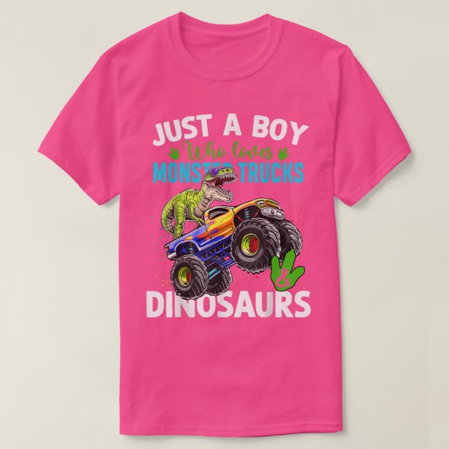 Camiseta Monster Truck Lover Boy Engraçado Dinossauro No Tr (Frente do Design)