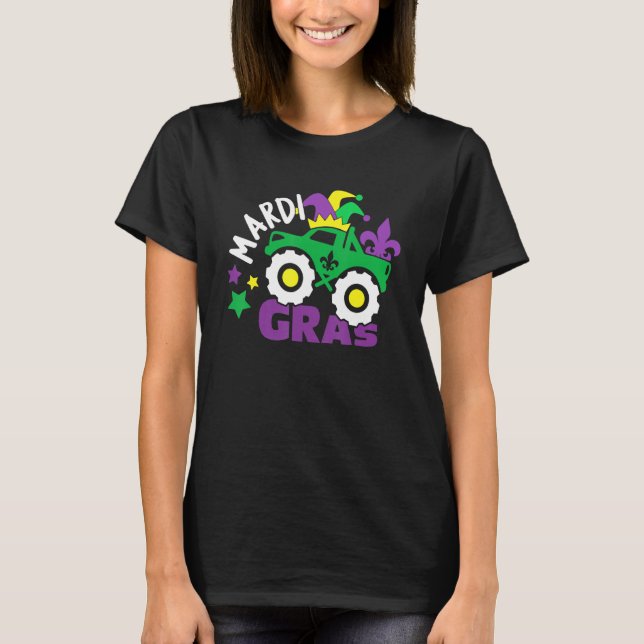 Camiseta Monster Truck Mardi Gras Jester Hat Funny Carnival (Frente)