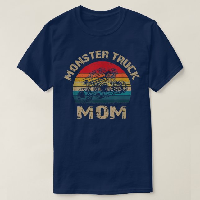 Camiseta MONSTER TRUCK MOM; Caminhão Grande Afastado Retro (Frente do Design)