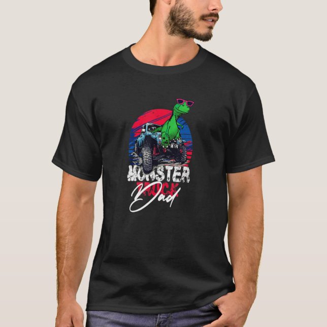 Camiseta Monster Truck Pai Us Sinalizador Cores Dinossauro (Frente)