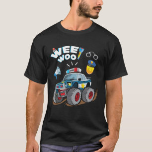 Camiseta Monster Truck Policial Garoto De Carro Weo Woo Pol