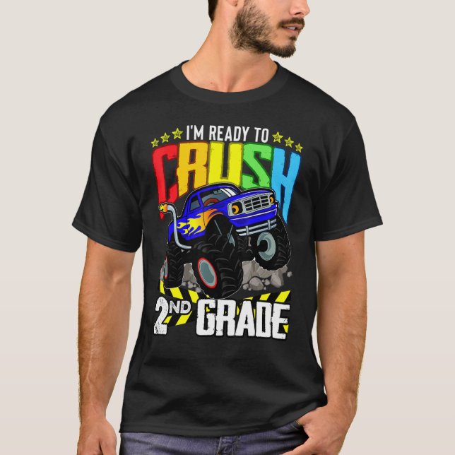 Camiseta Monster Truck Pronto Para Esmagar O Segundo Grau (Frente)
