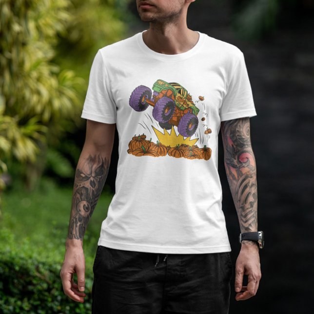 Camiseta Monster Truck Pumpkin Field (Criador carregado)