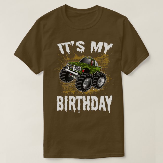 Camiseta Monster Truck Radio Control RC Carro É Meu Anivers (Frente do Design)
