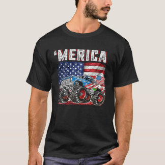Camiseta Monster Truck USA Flag Merica Men 4 de julho