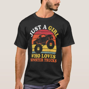 Camiseta Monster Truck Vintage Apenas Uma Menina Que Ama Mo