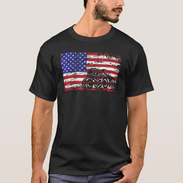 Camiseta Monster Truck with USA Flag Monster Truck Drick (Frente)