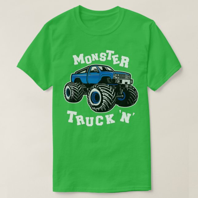 Camiseta Monster Truck x27Nx27 Blue Truck com Roda Chunky (Frente do Design)