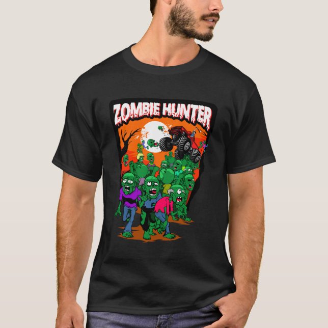 Camiseta Monster Truck Zombie Hunter Halloween Morto Kille (Frente)