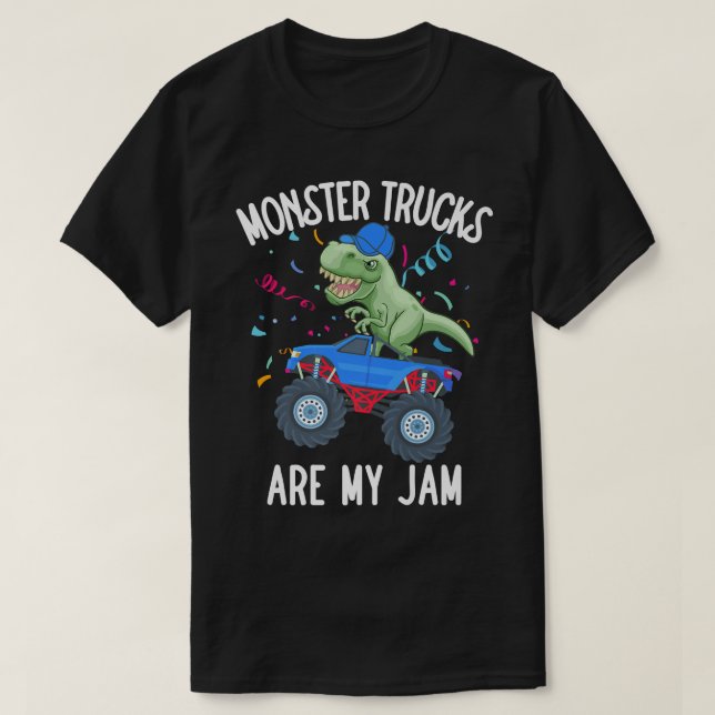 Camiseta Monster Trucks Are My Jam Funny T Rex Dinosaur Tod (Frente do Design)
