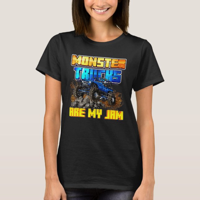 Camiseta Monster Trucks Homens Mulheres Crianças (Frente)