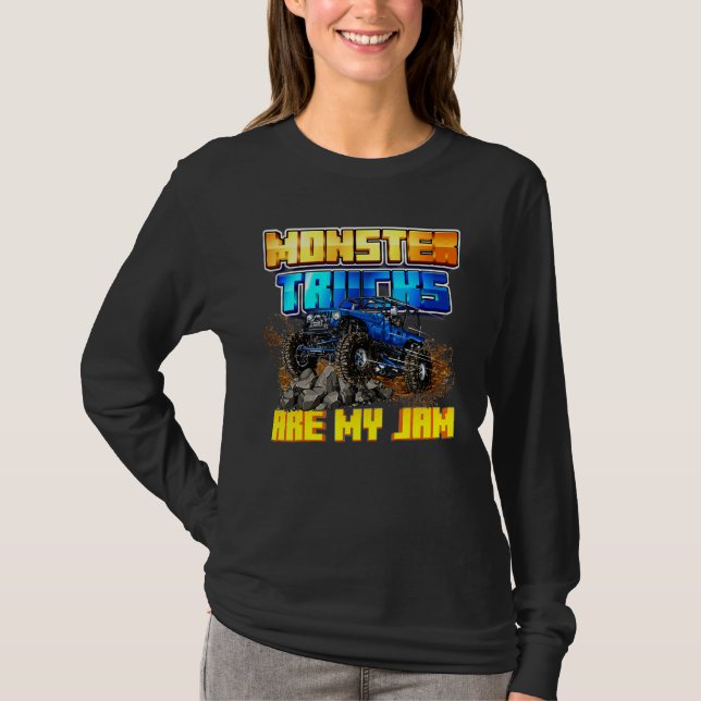 Camiseta Monster Trucks Homens Mulheres Crianças (Frente)