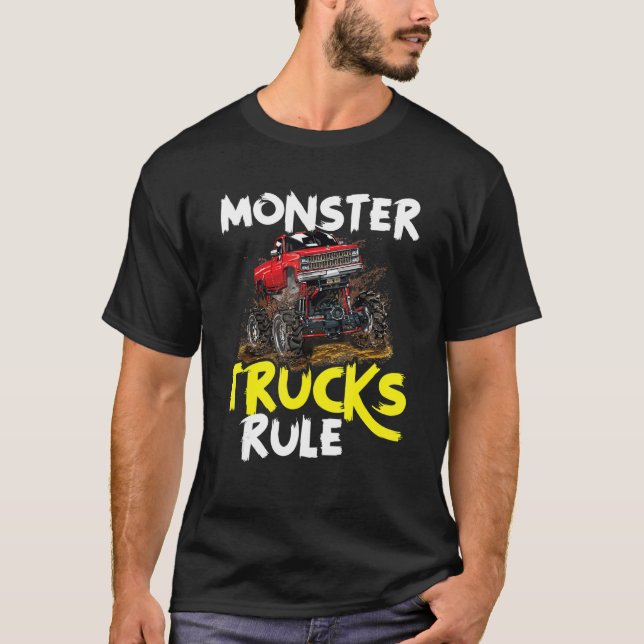 Camiseta Monster Trucks Para Crianças E Adultos Monster Dri (Frente)