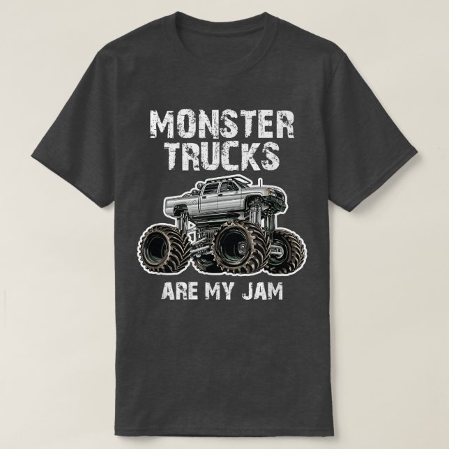 Camiseta MONSTER TRUCKS SÃO MEUS JAM; Big Lifeld de Cinza (Frente do Design)