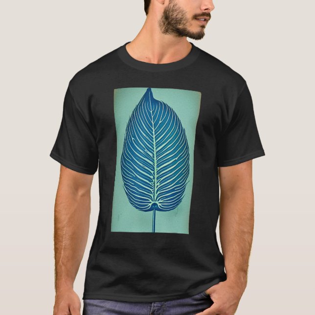 Camiseta Monstera Plant Leaf Botanage Cianótipo Pr (Frente)