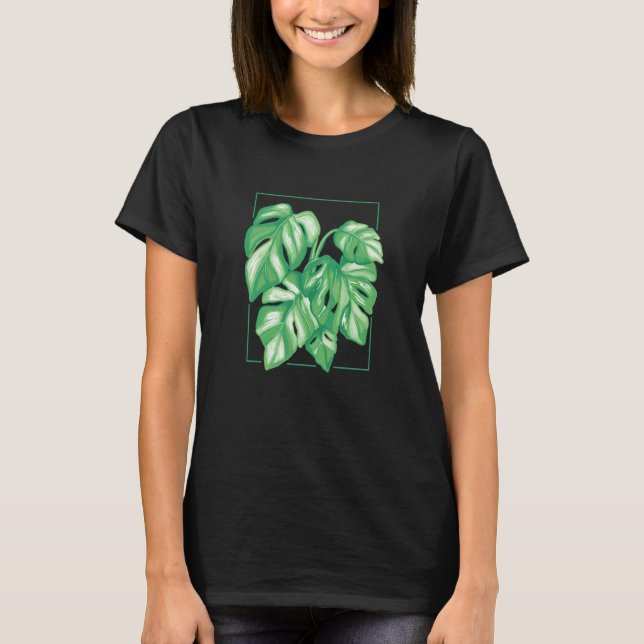 Camiseta Monstera Variegata House Plant Ear Tropical Leaf (Frente)