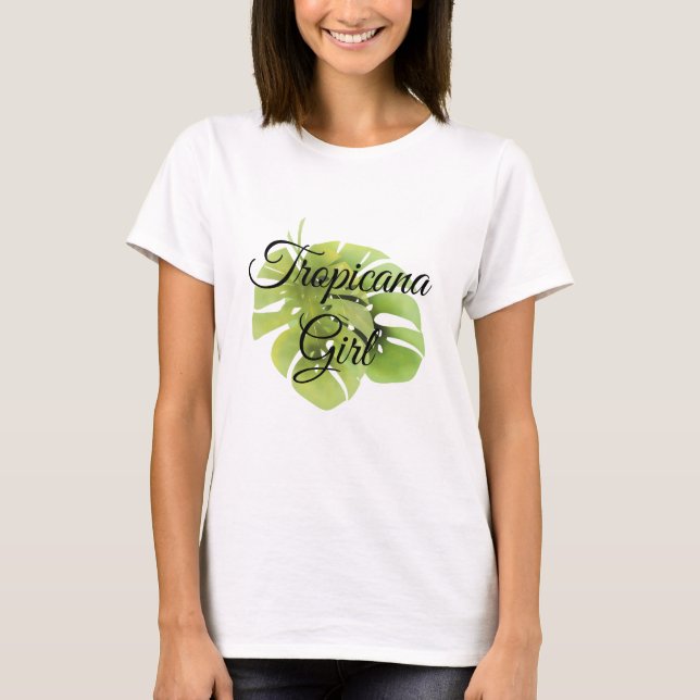 Camiseta Monstera verde tropical deixa aquarela (Frente)