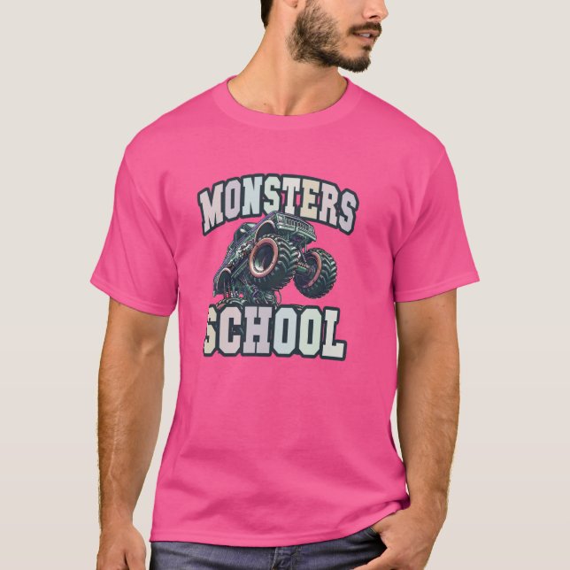 Camiseta MONSTERS Engraçados De Volta A Caminhões Segundos  (Frente)