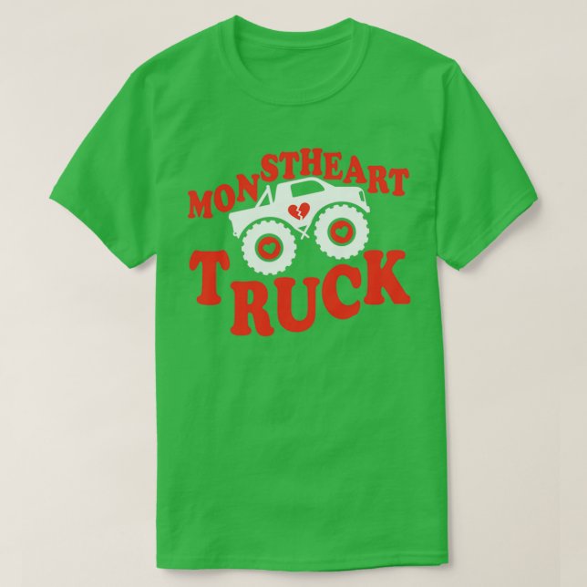 Camiseta Monstheart Truck Funny Valentinex27s Dia Para Cria (Frente do Design)