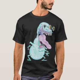 Camiseta monstro alienígena desenho animado azul claro