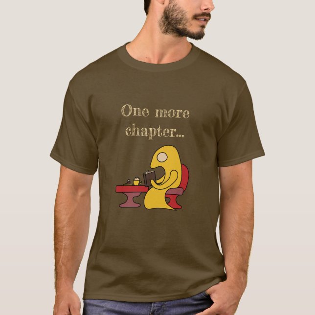 Camiseta Monstro amarelo bonito lendo em um café (Frente)