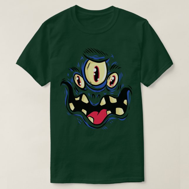 Camiseta Monstro assustador com três olhos (Frente do Design)
