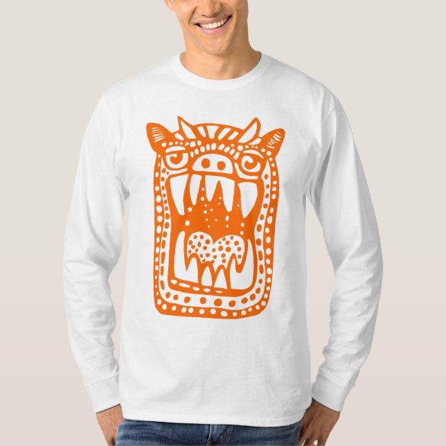 Camiseta Monstro Assustador - Laranja (Frente)