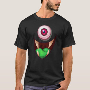 Camiseta Monstro Assustador Olhal Rosto Halloween Crianças