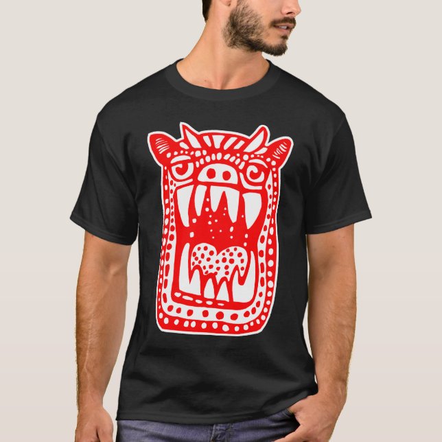 Camiseta Monstro Assustador - Vermelho (Frente)