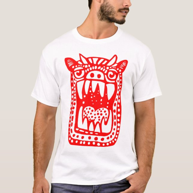 Camiseta Monstro Assustador - Vermelho (Frente)
