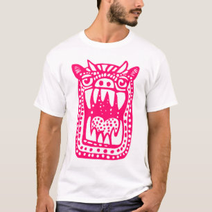Camiseta Monstro Assustador - Vermelho Neon