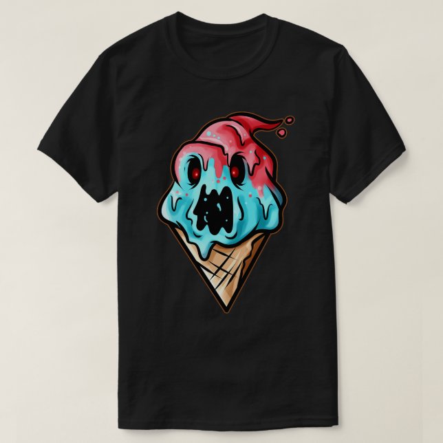 Camiseta Monstro assustador Zombie Demon Soft Sorvete Cone  (Frente do Design)