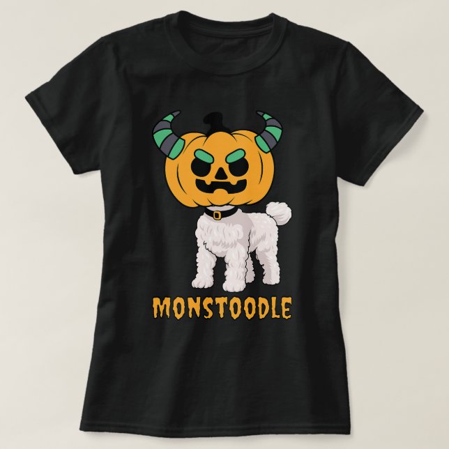Camiseta Monstro Bonito Doodle Pumpkin Cabeça Monstoodle (Frente do Design)