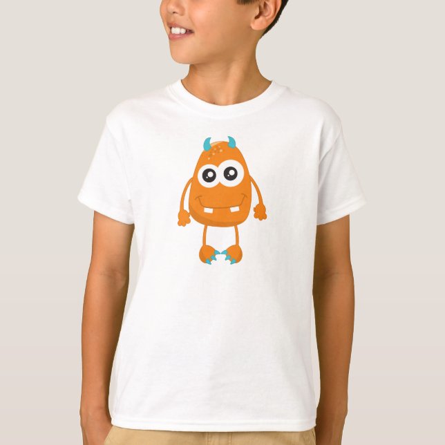 Camiseta Monstro Bonito, Monstro Laranja, Monstro Engraçado (Frente)
