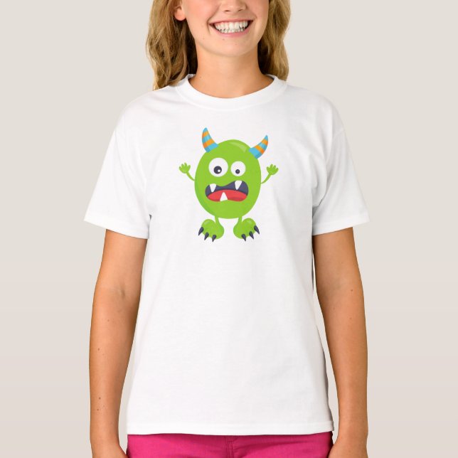 Camiseta Monstro Bonito, Monstro Verde, Monstro Engraçado,  (Frente)