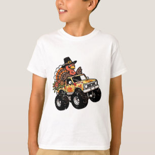 Camiseta Monstro Caminhão de Ação de Graças Peru Outono Men
