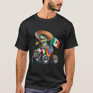 Camiseta Monstro Caminhão de Taco de Dinossauro Engraçado C