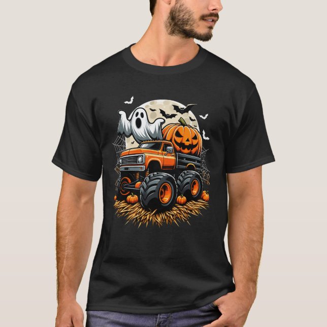 Camiseta Monstro Caminhão Ghost Ride Halloween  Jack-O_-Lan (Frente)